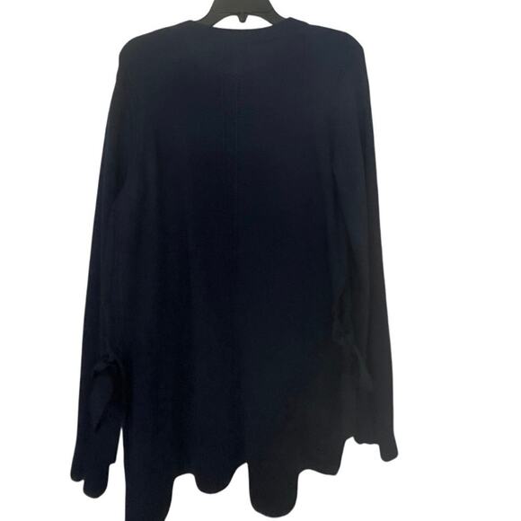 Banana Republic Italian Yarn Navy Blue Crewneck Tunic Sweater Crochet Bow Lrg - Picture 2 of 9